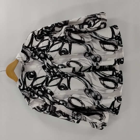 Units blazer statement jacket full zip size large black white gray pleated back - Picture 5 of 8